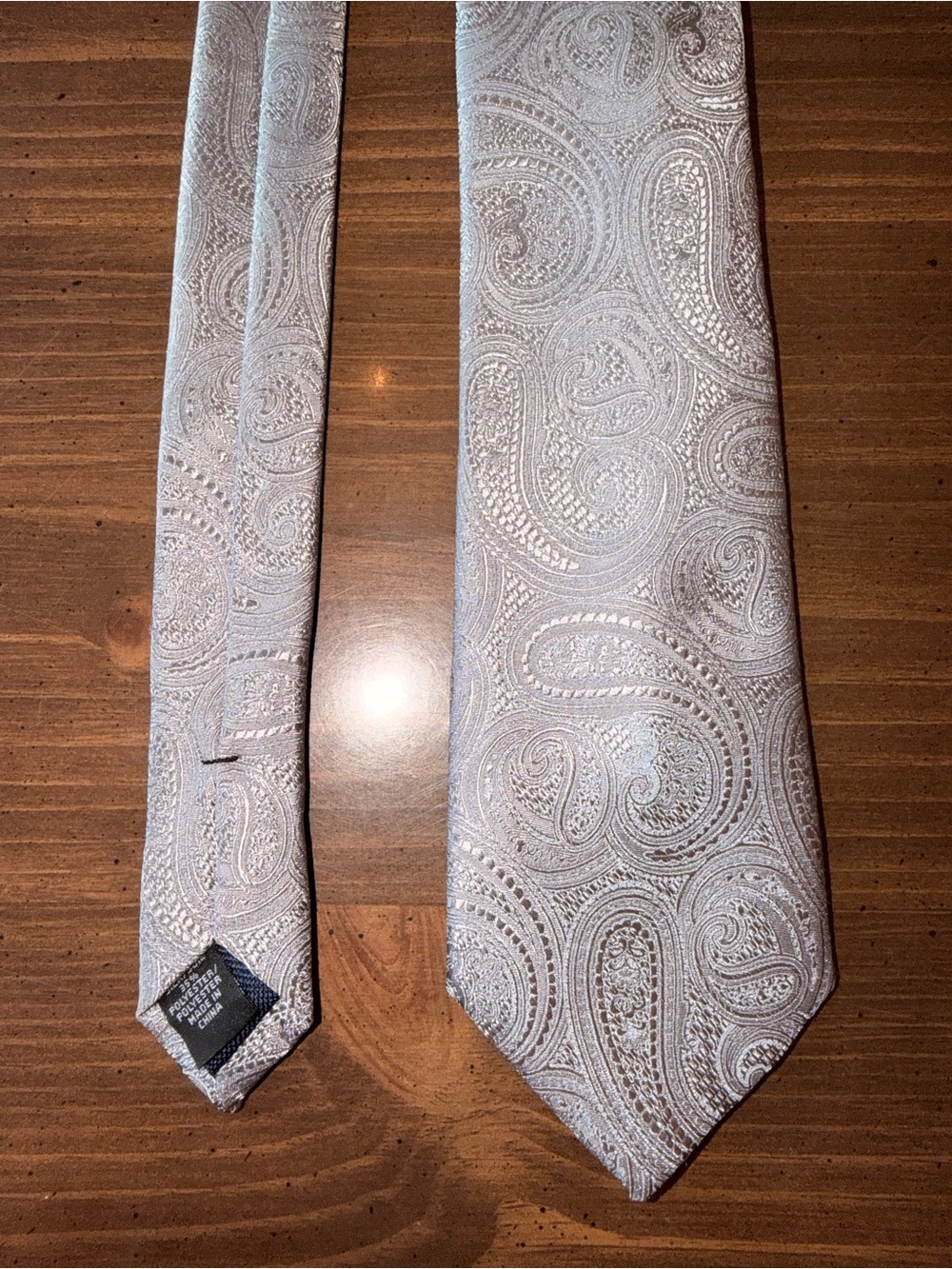 Michael Kors Silver Gray Paisley Polyester Neck Tie